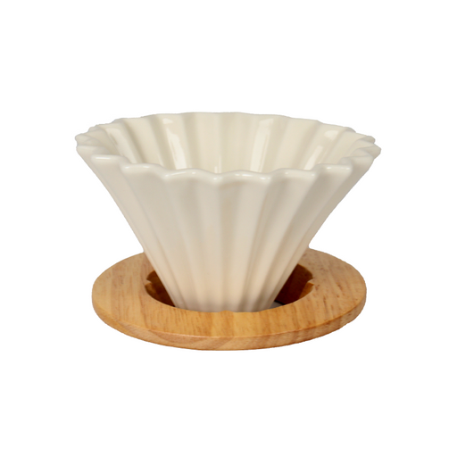 Rippled Dripper with Wood Stand (1-2 cups) - Equilibrium Intertrade Corporation