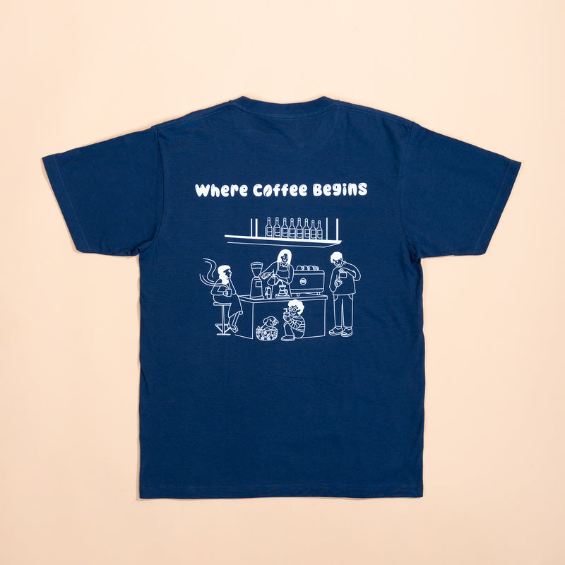 Curve Where Coffee Begins Shirt (Navy Blue)
