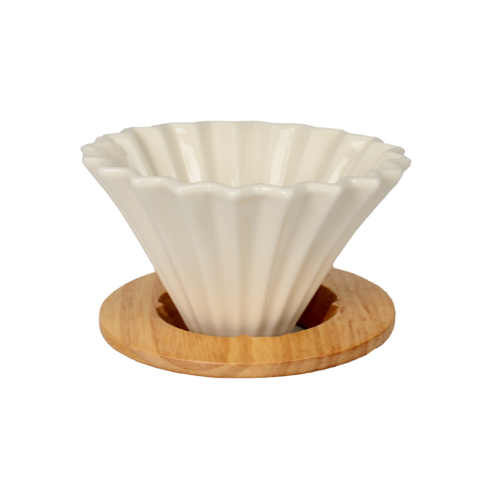 Rippled Dripper with Wood Stand (1-2 cups)