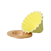 Rippled Dripper with Wood Stand (Yellow) - Equilibrium Intertrade Corporation