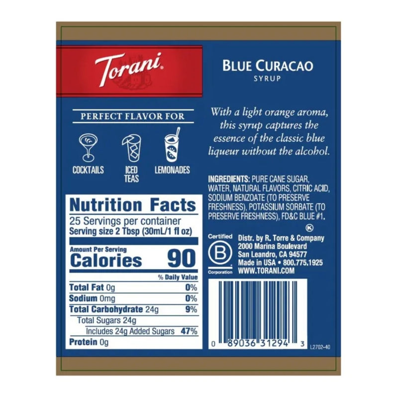 Blue Curacao Syrup 750ml