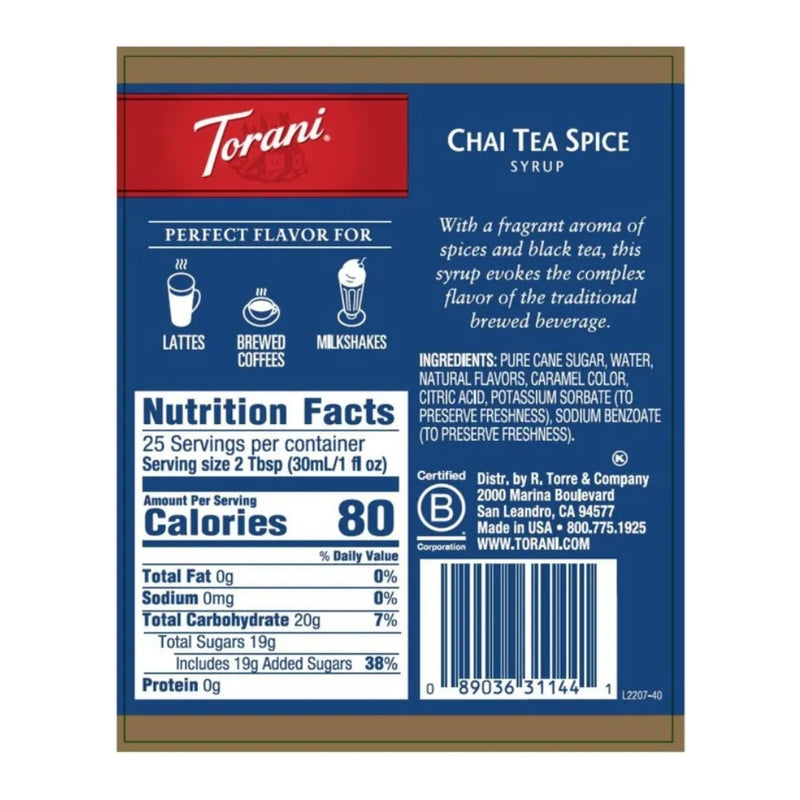 Chai Tea Spice Syrup 750ml