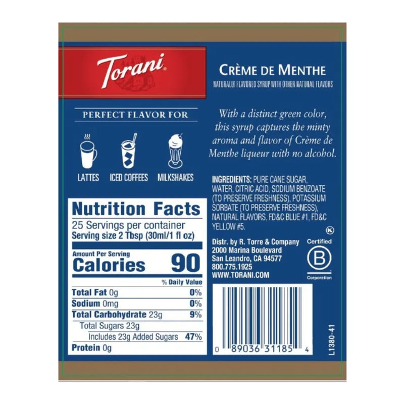 Creme De Menthe Syrup 750ml