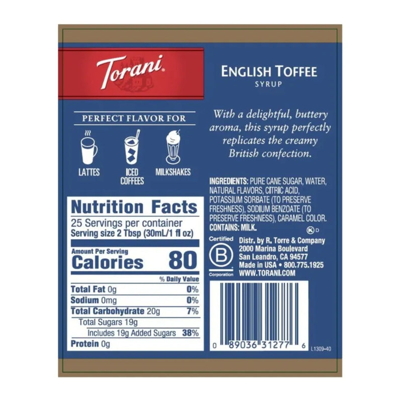 English Toffee Syrup 750ml