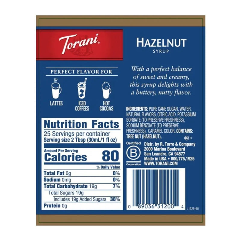 Hazelnut Syrup 750ml