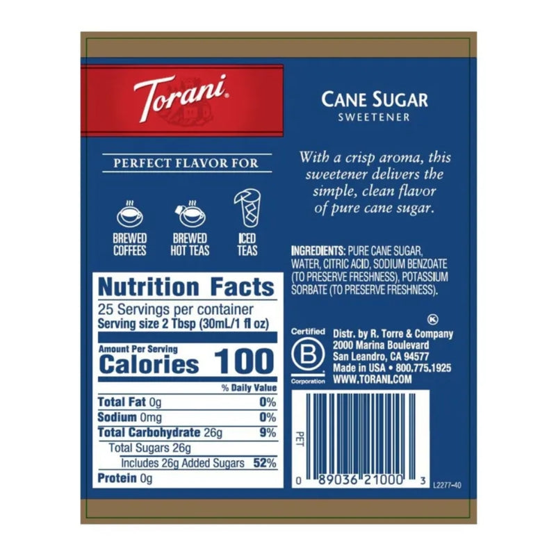Cane Sugar Sweetener Syrup 750ml