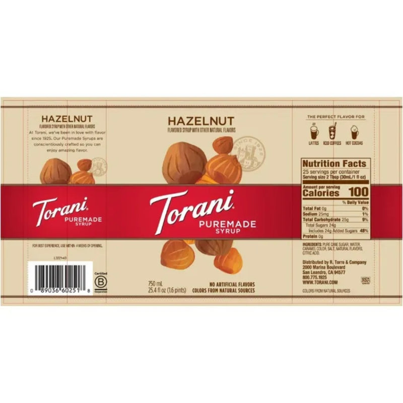 Puremade Hazelnut Syrup 750ml