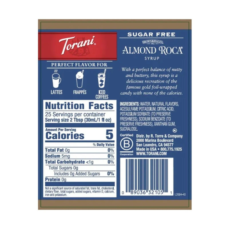 Sugar Free Almond Roca Syrup 750ml